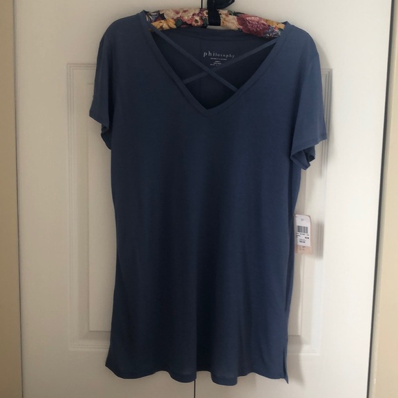 T shirt with cris cross on front. New!! - Picture 2 of 10